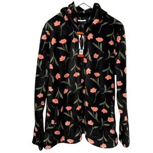 O'NEILL Josie Half-Zip XXL Fleece Hoodie Pullover Black Floral Womens NWT